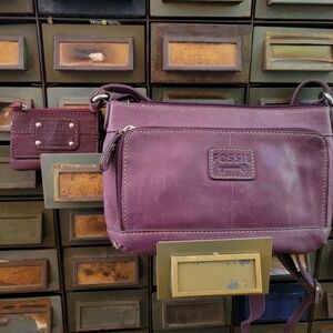 Small Purple Leather Fossil Purse and Wallet